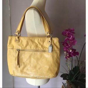 Coach Poppy Leather Glam Tote-Sunflower